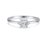 Moissanite - Anello da donna in oro bianco, 9 K/14 carati, elegante, alla moda, per compleanno, 45 (14.3), Moissanite