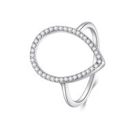 Moissanite Anello da donna in oro bianco, 9 K/14 carati, elegante lacrima alla moda, 14 (17,2), Moissanite