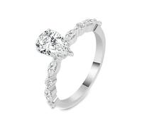 Moissanite - Anello da donna in oro bianco 9 K/14 K/18 carati con moissanite bianca da 1/2/3 ct a forma di pera, per moglie madre, 13 (16,9), Moissanite