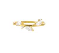 Moissanite - Anello da donna in oro giallo 9 K/14 carati, con foglie marchese, alla moda, elegante, 62 (19.7), Moissanite
