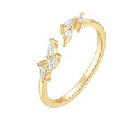 Moissanite - Anello da donna in oro giallo 9 K/14 carati, regolabile, alla moda, elegante, da donna, 10 (15,9), Moissanite