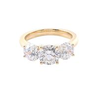 Moissanite, anello da donna in oro giallo con 3 pezzi di moissanite rotonda con 4 artigli per moglie madre, 14 (17,2), Moissanite