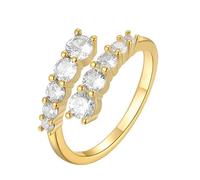 Moissanite - Anello da sposa in oro giallo 9 K/14 carati, stile vintage, regolabile, per donna, 10 (15,9), Moissanite