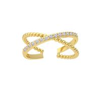 Moissanite - Anello di fidanzamento da donna in oro giallo 9 K/14 carati, con croce regolabile, 62 (19.7), Moissanite