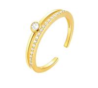 Moissanite - Anello di fidanzamento in oro giallo 9 K/14 carati, regolabile, alla moda, elegante, da donna, 45 (14.3), Moissanite