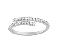 Moissanite - Anello Eternity, in oro bianco 9 K/14 carati, regolabile, alla moda, elegante, da donna, 20 (19,1), Moissanite