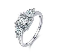 Moissanite Anello in oro bianco, anello celebrità per Her 9 K/14 K, elegante idea regalo per compleanno, 21 (19,4), Moissanite