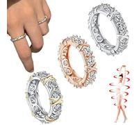 Moissanite Magnetology Lymphvity Ring 3PCS, Kanni Calcedonio Titanio Anello dimagrante, Zircone Magnetico Forma Croce Piena Moissanite Diamond Ring, Anelli di fidanzamento Regali (7)
