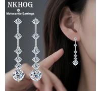 Moissanite Orecchini pendenti per le donne 3ct un paio D Colore VVS1 Diamante Lungo Nappa Gocce per le orecchie Argento sterling 925 Gioielleria raffinata Regalo