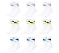 Moitiy 9 paia di calzini per bambini e bambine, calze da tennis, calze sportive in cotone, calze per bambini, calze elastiche a strisce arcobaleno, calze per ragazze e ragazzi, Multicolore 01., 27-30