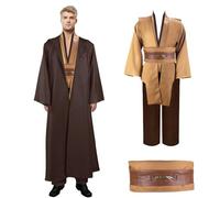 Moiuguli Jedi, costume da uomo, Obi Wan Kenobi Jedi Robe Tunica, cappotto con cappuccio, 7 pezzi, medievale, carnevale, Halloween, cosplay, cavaliere, set di accessori di scena