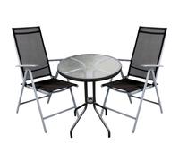 Mojawo® 3 pezzi Set bistrot set bistrot Ø60 cm vetro/alluminio/metallo argent...