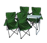 Mojawo 5tlg. Set di mobili da Campeggio in Alluminio, 80 x 60 x 68 cm, 1 Tavolo XL da Campeggio con Maniglia e 4 sedie da Pescatore, sedie Pieghevoli da Campeggio, Verde