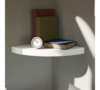 Mojawo Mensola angolare da parete, mensola porta CD, libreria, mensola sospesa, MDF bianco 30 x 30 x 3,8 cm