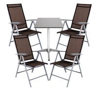 Mojawo® Set Bistrot 5 Pezzi Set Balcone 60x60cm Alluminio - Tessile Marrone C...