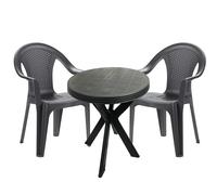 Mojawo® set da bistrot 3 pezzi tavolo da bistrot in plastica rotondo Ø70 cm a...