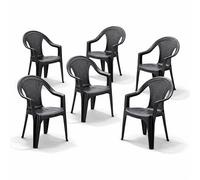 Mojawo - Set di 6 sedie impilabili da giardino, da balcone o da bar, impilabili, con effetto rattan. colore: antracite