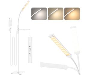 Mojimdo 120 LED Lampada da Terra Touch Control [3 Colori e 10 Luminosità] Lampada da lettura LED Sottile da Terra, Timer 1H Lettura Piantana per Camera da Letto, Ufficio, Soggiorno-Adattatore Incluso