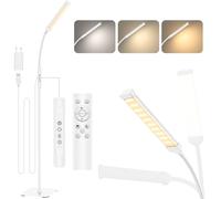 Mojimdo Lampada da Terra Touch Control con Telecomando [3 Colori e 10 Luminosità] Lampada da lettura LED Sottile da Terra, Timer 1H Lettura Piantana per Camera da Letto, Ufficio-Adattatore Incluso