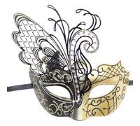 mojingder Maschere Carnevale Costumi Maschera da Donna Oro Nero per Mascherata Mezza Faccia Gli Occhi in Pizzo Halloween Festa Costume Cosplay,Maschera Di Carnevale Uomo,Modedesign