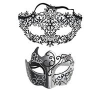 mojingder Maschere Veneziana Coppia Maschera Mascherata Occhio Veneziano da Ballo Donna Uomo per Halloween Carnevale,Mascherina Nera Carnevale,Karnevalsumzug