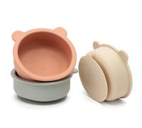 MOJINL 3 ciotole in silicone con ventosa, antiscivolo, per bambini, con aspirazione, adatte al microonde, in silicone, per porridge, senza BPA, per bambini e bambini