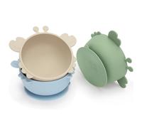 MOJINL 3 ciotole per il porridge per bambini, in silicone, con ventosa, senza BPA, antiscivolo, per bambini, lavabili in lavastoviglie e adatti al microonde