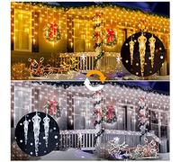 MOJINO Decorazione Natalizia All'Aperto 10M 360 LED 11 Modalità Di Illuminazione Tenda Luminosa Esterna Waterproof Catena Luminosa Giardino per la Decorazione Esterni di Natale,Bianco & Caldo Freddo