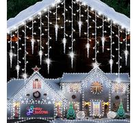 MOJINO Decorazione Natalizia All'Aperto 10M 360 LED 8 Modalità Di Illuminazione Tenda Luminosa Esterna Waterproof Catena Luminosa Giardino per la Decorazione Esterni di Natale,Bianco Freddo