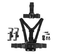MOJOGEAR A02 Set di cinghie per testa e petto per Go Pro e Smartphone - Fissare al petto o alla testa - Include supporto per telefono - Nero