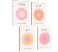 mojoliving Aura - Poster Aesthetic Room Decor (set Aura Mind Body Soul Heart, 4 poster A4 (21 x 30 cm), senza cornice)