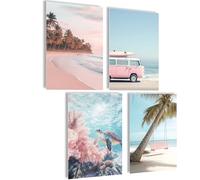 mojoliving Set di immagini decorative marittime, poster natura, spiaggia, conchiglie del Mar Baltico, decorazione del Mare del Nord, immagine mare, dune beige, mare, paesaggio marittimo (Beach Turtle)