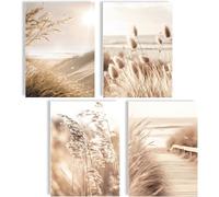 MOJOLIVING Set di poster decorativi marittimi Nature Boho, Conchiglia, Mar Baltico, Mare Del Nord, Duna, Beige, Paesaggio marittimo, Immagini da parete, Soggiorno, Cucina Camera da letto, Cornice