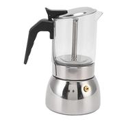 Moka a Induzione, Macchina per Piano Cottura per caffè Italiano, Caffettiera con Piano Cottura in Vetro Trasparente da 200 Ml/300 Ml E Design in Acciaio Inossidabile(300ml)