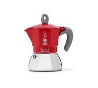 Moka Bialetti Induction, 4 Tazze, Adatta a tutti i piani cottura, 150 ml, Acciaio, Rosso