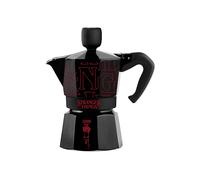 Bialetti Moka Express Stranger Things 3 Tazze, Pomolo Musicale con ricarica USB C, Non adatta ad induzione, 3 Tazze (130ml), Nero