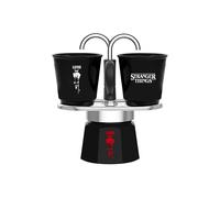 Bialetti Set Mini Express Stranger Things, 2 Bicchierini Termosensibili in ceramica inclusi, Cambia colore, Non adatta all'induzione, Nero, 2 Tazze