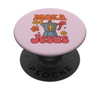 Moka e Gesù - Groovy Christian amante del caffè PopSockets PopGrip Adesivo