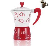 Moka in Alluminio a Cuore Rosso, Caffettiera da Piano Cottura con Manico Ergonomico Antiscivolo Caffettiera Italiana Caffettiera Cubana Per La Casa(l)