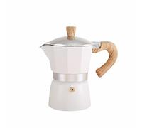 Moka, Macchina Per Caffè Espresso, Caffettiera in Alluminio con Manico in Venature del Legno, Macchina Per Caffè Espresso Portatile Per Campeggio All'aperto(300ML-Bianco)