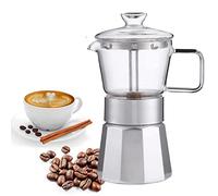 Moka Per Espresso Con Piano Cottura in Cristallo Di Alta Qualità,Caffettiera in Alluminio Per Caffè Forte Aromatizzato,4/6/9 Tazze (tazza Da Caffè = 40 Ml),Idee Regalo Per Gli Amanti Del Caffè,4-Cups