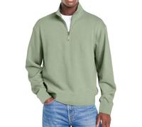 Mokaloha Mens Shirts,Mokaloha Shirts for Men,Men's Simple Casual Ribbed Stand Collar Zipper Long Sleeve T-Shirt (Light Green,S)