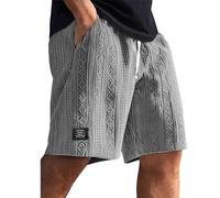 Mokaloha Men's Shorts, Pacificozy Men's Shorts, 2025 New Men Casual Corduroy Drawstring Elastic Waist Short (Gray,M)