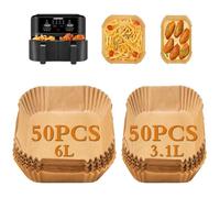 Mokaskaidj 100 Pezzi Carta Forno per Friggitrice ad Aria, Fodere di Carta per Friggitrice Ad Aria, Compatibile con Philips Airfryer Double Basket Series 3000, Tefal Easy Fry 6L/3.1L, EY901810