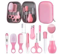 Mokaskaidj 12 Pezzi Set per la Cura Del Bambino, Taglia Unghie Neonati, Kit Neonato Igiene Nascita, Set Cura Neonato Set di Sicurezza, Set per la Cura Del Bambino da Viaggio e di Uso Quotidiano (Rosa)