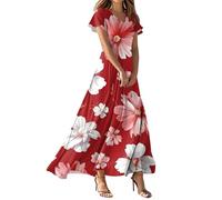 MOKBAY Abiti Curvy Estivi Vestito Donna Elegante Lungo 2025 Vestito Donna Estivo Bianco Rosso Estivo Prendisole Pois Spiaggia Offerta Lampo del Giorno Chic Abito Nero Lungo XL