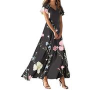 MOKBAY Abiti da Casa Donna Estivi Boho Prendisole 2025 Abito Estivo Lungo Sconti 90 per Cento Cerimonia Vestito Cotone Lunghi Floreale Rosso Vestito Donna Estivo Elegante Lungo XXL