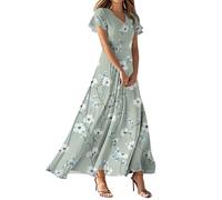 MOKBAY Abiti Eleganti Vestiti Lunghi Estivi Vestiti Eleganti Donna Cerimonia Prendisole Floreali Arancione 2025 Spiaggia Estivi Offerta Lampo di Oggi Abiti Lunghi L