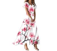 MOKBAY Abito Cerimonia Donna Curvy Rosa Vestiti Estivi Lunghi 2025 Estivi Abito Lungo Estivo Donna Elegante Prendisole Modelli Offerte a Tempo Lungo Spiaggia Curvy Vestito Estivo Leggero L