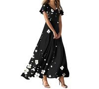 MOKBAY Abito Chemisier Donna Estivo Vestito Elegante Lungo Prendisole Spiaggia Moda Modelli 2025 Abiti Lunghi Estivi Vestito Estivo Donna Lungo Estivi Nero Offerte Lampo del Giorno S